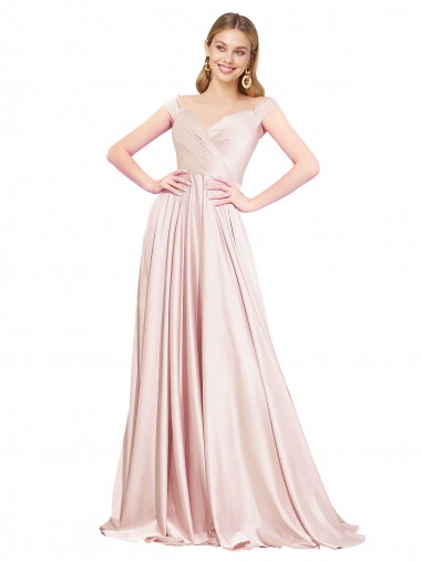 Discount Satin A-Line Long Sleeveless Pink Formal Dress