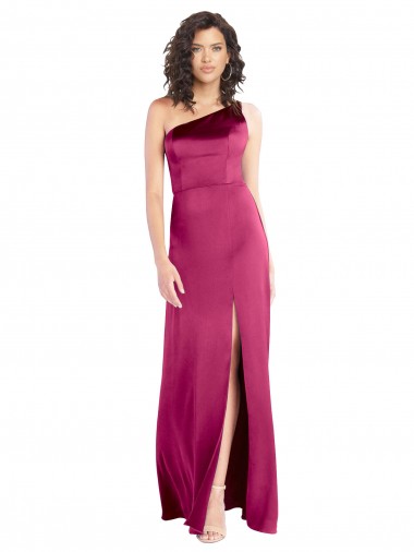 Discount Stretch Satin A-Line Long Sleeveless Open Back Fuchsia Formal Dress