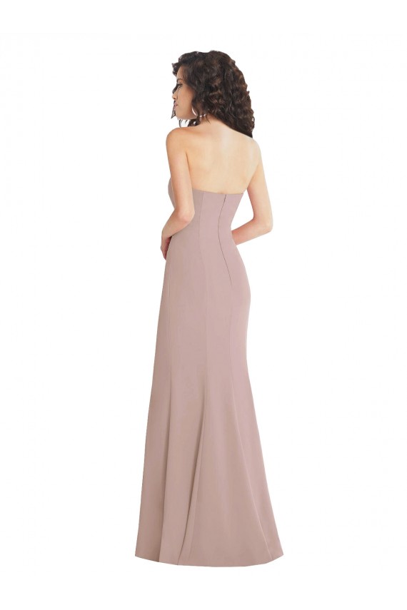 Discount Stretch Crepe Mermaid Long Sleeveless Dusty Pink Formal Dress