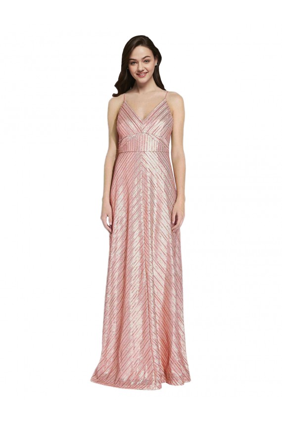 Discount Sequin Sheath Long Sleeveless Low Back Formal Dress