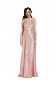Discount Sequin Sheath Long Sleeveless Low Back Formal Dress