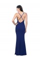 Discount Stretch Crepe Sheath Long Sleeveless Royal Blue Low Back Formal Dress