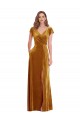 Discount Stretch Velvet Sheath Long Cap Sleeves Formal Dress
